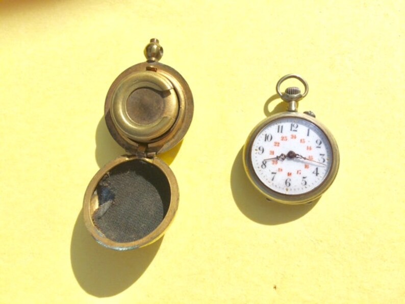 SILVER Pocket Watch Working Order, and a Sovereign Brass Coin Holder,1800s Etsy