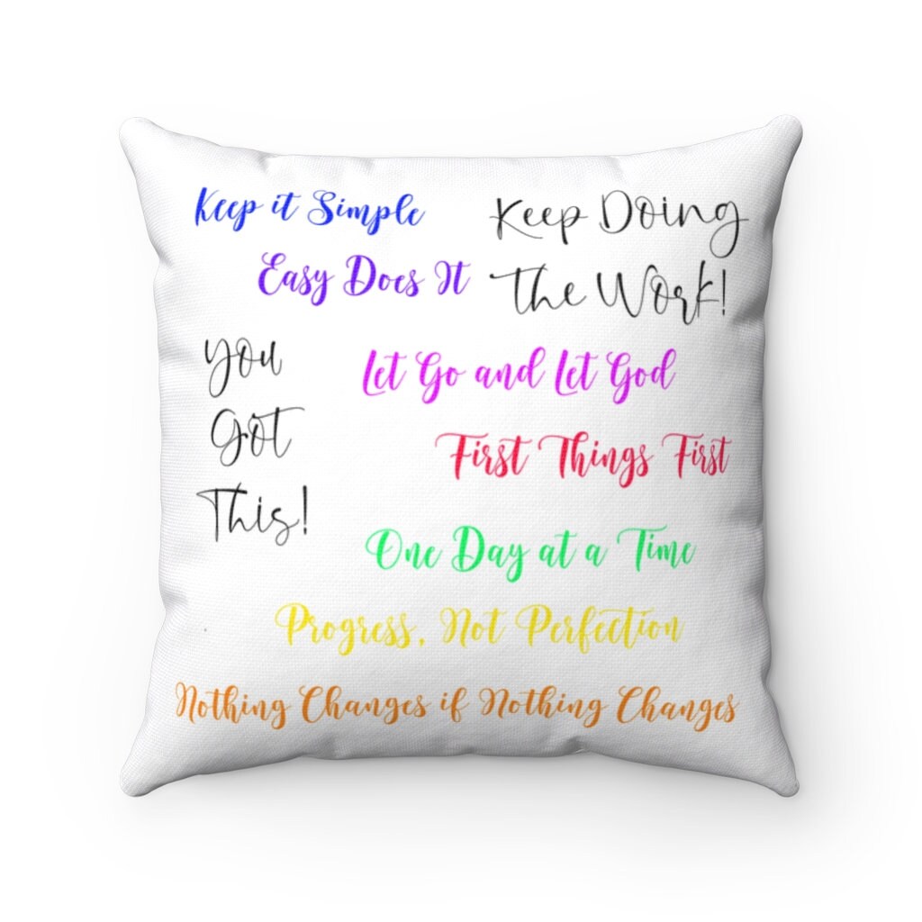 AA Slogans Pillow One Day at a Time Keep It Simple Pillow Etsy
