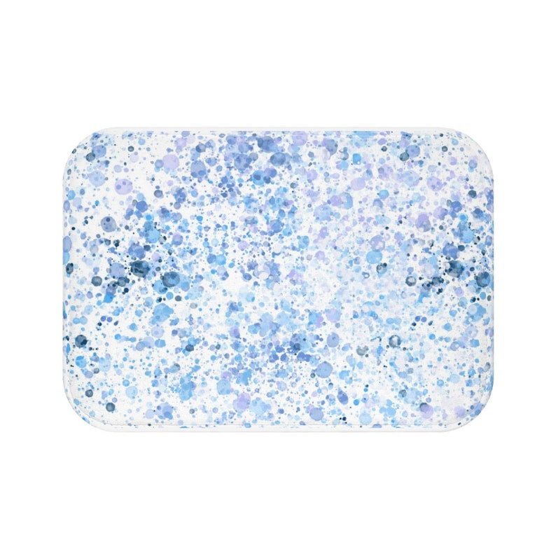 Abstract Bath Mat Purple Bathroom Decor Bath Decor Blue Splatter