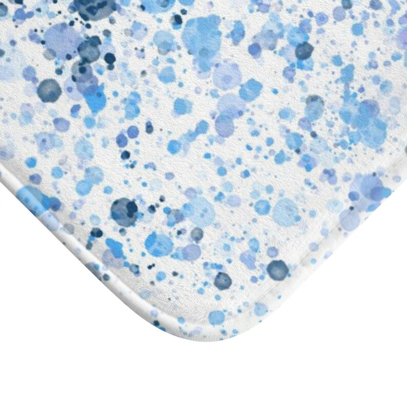 Abstract Bath Mat Purple Bathroom Decor Bath Decor Blue Splatter