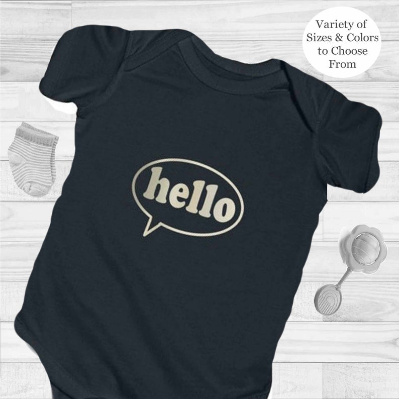 Hello Baby Onesie Hello Onesie Baby Onesie Baby Clothing Infant Clothing Hello Saying