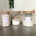 Eco Bamboo Lid Jars With Wooden Spoon Clear Glass Labelled Food Storage Container Spice Jar Hot Chocolate Kitchen Canister Pantry Organiser 