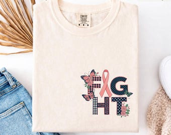 Camiseta Comfort Colors® para la concienciación sobre el cáncer de mama, camiseta para luchar contra el cáncer, camisetas de apoyo para supervivientes.
