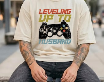 Camiseta "Leveling Up To Husband", regalo para marido, camiseta para gamers