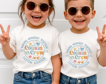 Camisetas de viaje para primos, camiseta para vacaciones familiares, camiseta personalizada de verano para primos.