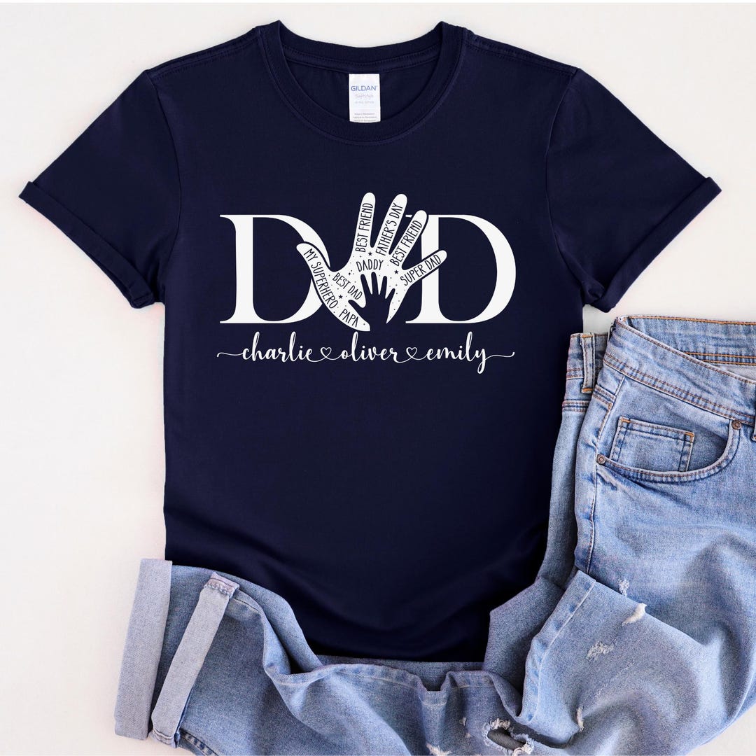 Custom Dad Shirt With Kids Names, Custom Dad Shirt, Gift for Father’s ...