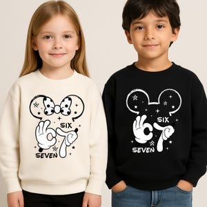 mickey and minnie matching shirts for siblings, 6 and 7 birthday disney shirts, kids disney trip outfit for disney world photos