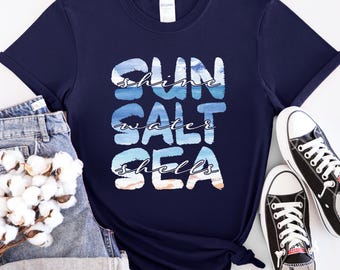 Sun Salt Sea Shirt, Summer Vibes Tee, Beach Shirt, Coastal Graphic Shirt, Ocean Lover Tee,Vacation Shirt,Travel Gift,Beach Shirt, Summer Tee