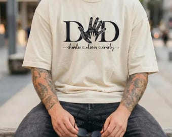 Camiseta para papá con nombres de los niños, regalo personalizado para papá, camiseta para el Día del Padre