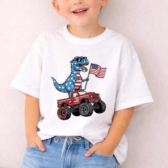 USA 250 Shirt, America 250th Anniversary Shirts, Patriotic Kids Tees, American Flag Dinosaur Tee