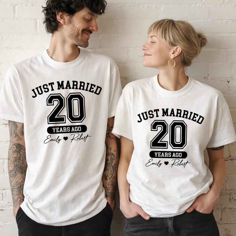 Anniversary Couple Shirts, 20th Anniversary Tee, Just Married Years Ago ...