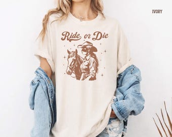 Camisetas Comfort Colors® Ride Or Die, camiseta vaquera, camisa western para mujer, conjunto para concierto country.