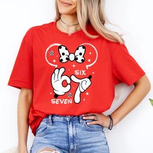 disney trip kids shirt with mickey design, funny 6 7 birthday shirt, sibling matching disney outfits for family vacation
