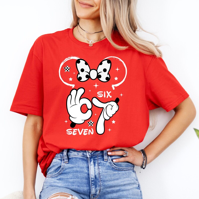 disney trip kids shirt with mickey design, funny 6 7 birthday shirt, sibling matching disney outfits for family vacation