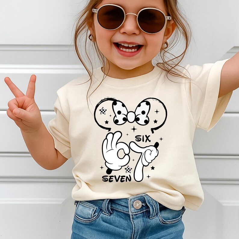 funny mickey disney shirt for kids, 6 7 birthday matching shirts, disney world sibling outfits for family trip