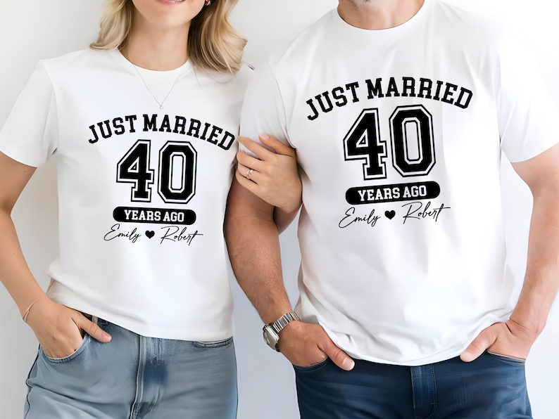 Anniversary Couple Shirts, 40th Anniversary Tee, Just Married Years Ago ...