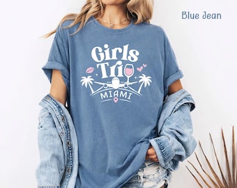 Camiseta Comfort Colors® para viajes de chicas, camiseta para vacaciones en Miami, camisetas de viaje para amigas