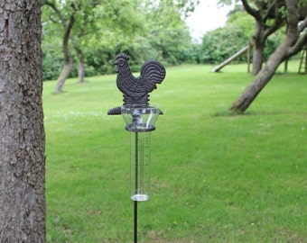 Cast Iron and Glass Garden Rain Gauge, Garden Decor