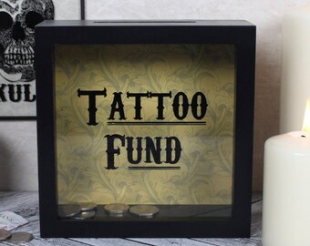 Tattoo Fund Money Box Perfect Gift Pounds Cash Savings Pleasure Pot Moneybox UK 