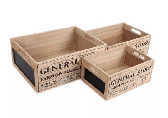 Wooden Storage Boxes/Crates General Store Set of 3 