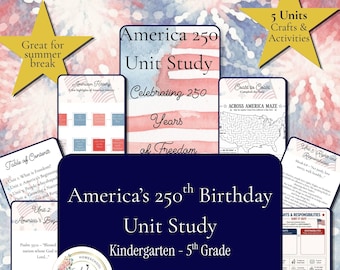 America 250 Homeschool Unit Study en Time Capsule-bundel