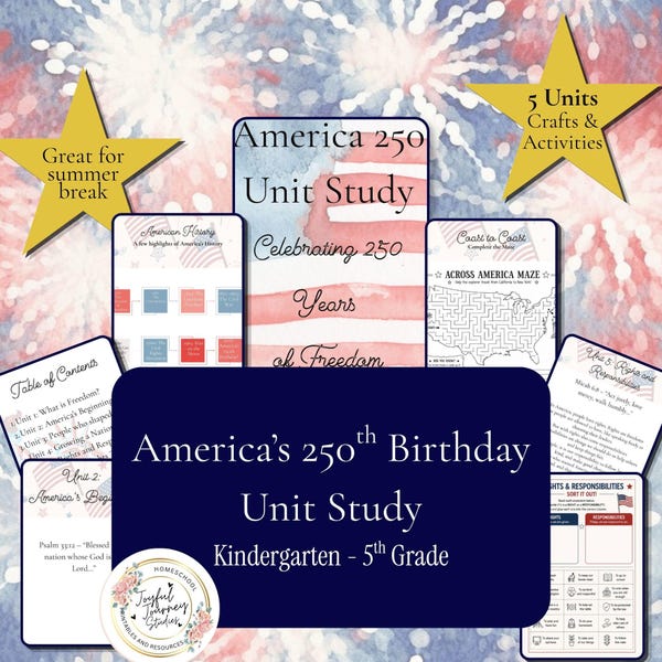 America 250 Homeschool Unit Study and Time Capsule Bundle