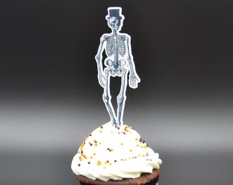 Edible Wafer Paper Skeletons Cupcake or Cake Toppers Set of 12 Pre-Cut