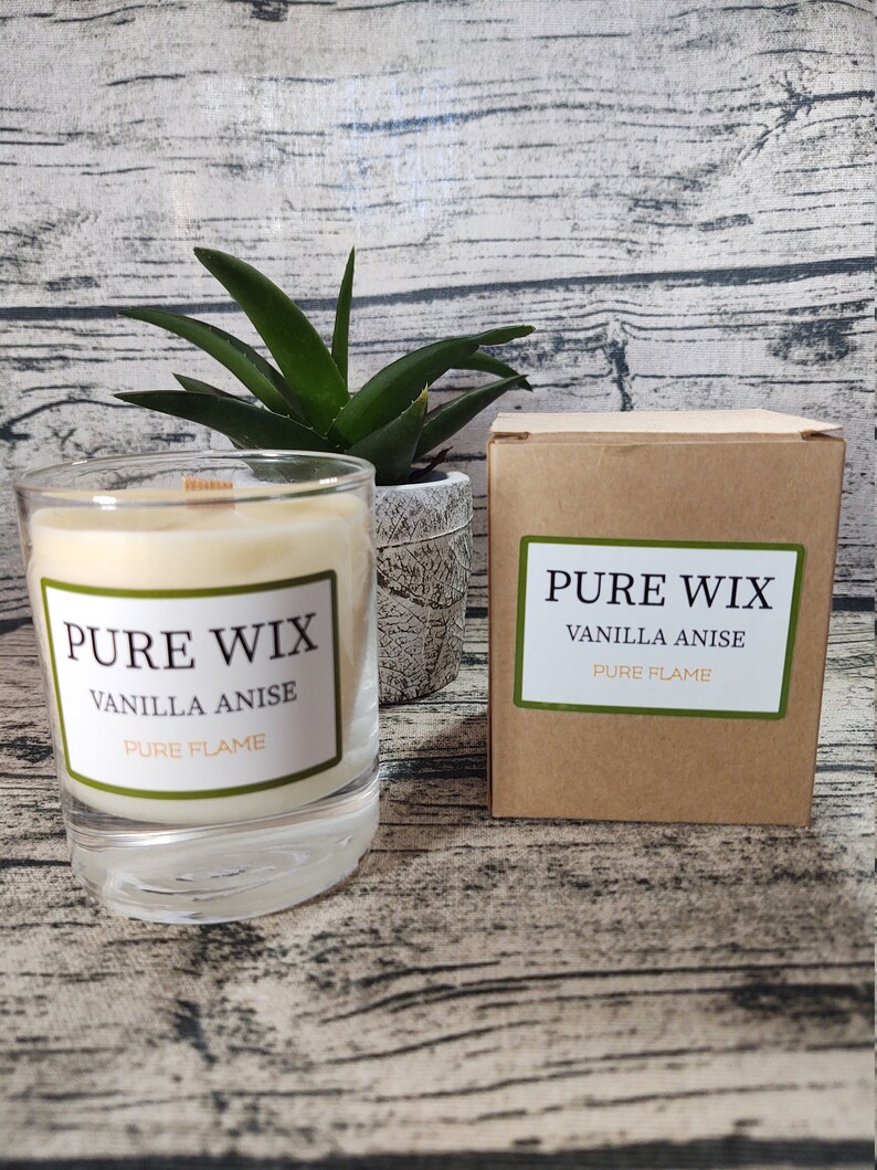 Pure Wix Vanilla Anise.Eco Friendly Wood Wick Vegan Candle. Etsy