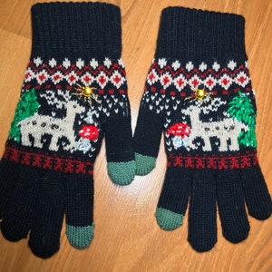 Dicke wärmespeichernde Fasern plus Samt Herbst/Winter Handschuhe für Damen. Touch-Screen-Handschuh. .Einlagig.Farbe-schwarz/weiß.