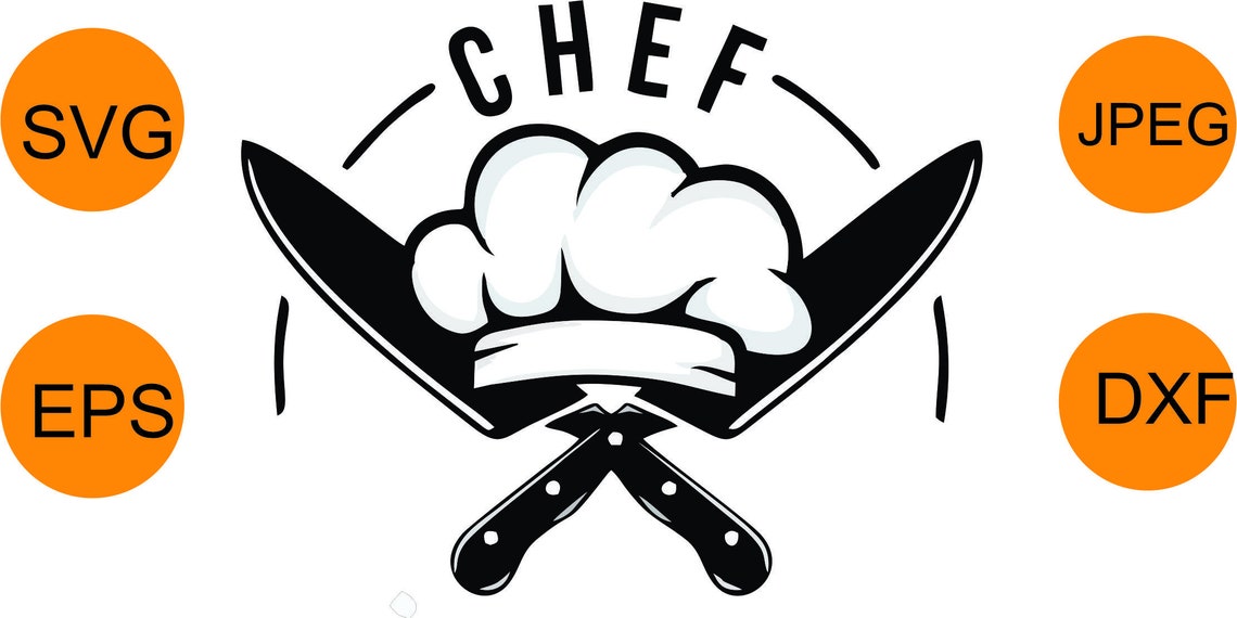 Chef Logo Svg Dxf Eps and JPEG Knife and Hat | Etsy