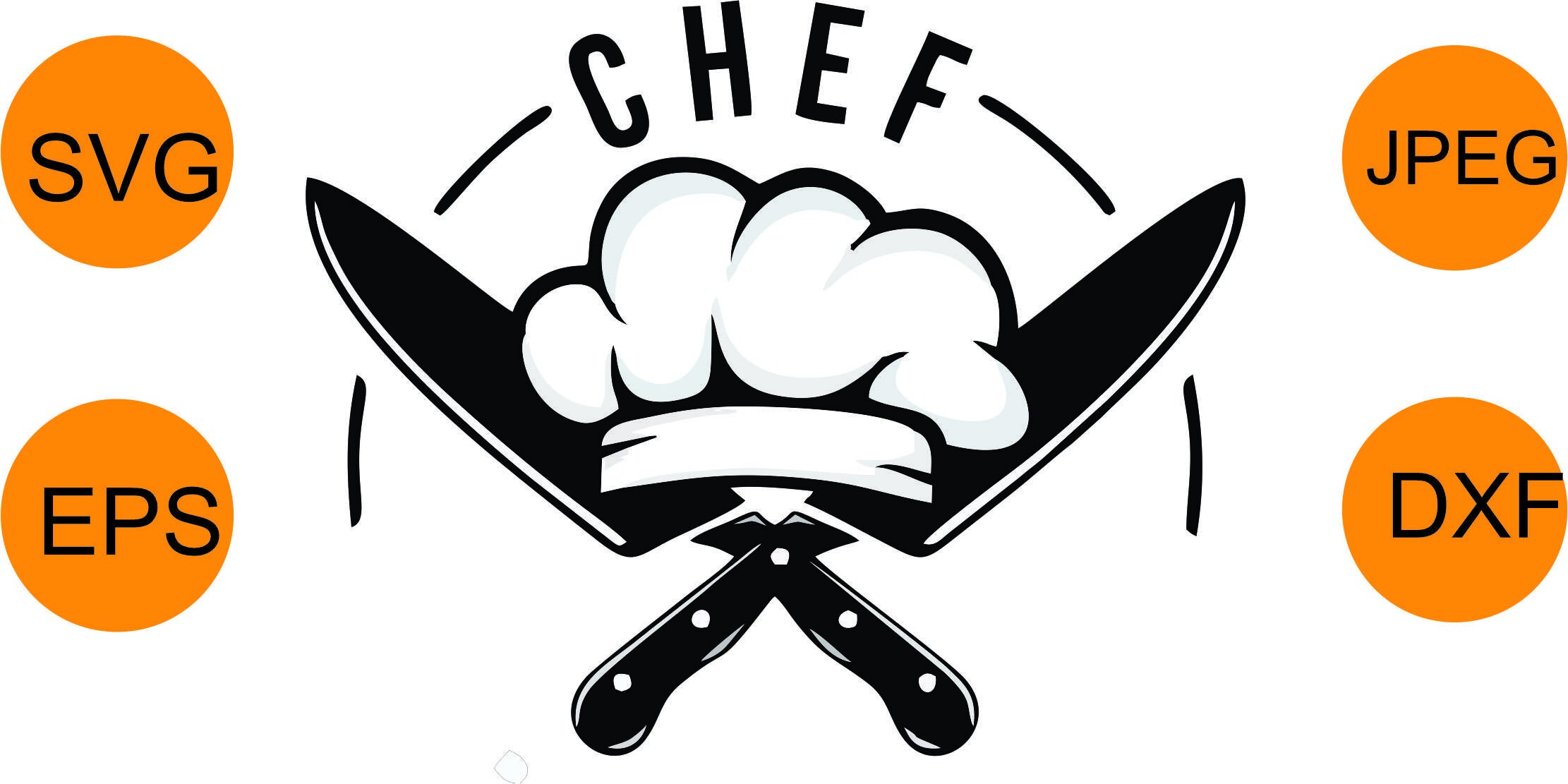 Chef Logo Svg Dxf Eps and JPEG Knife and Hat Etsy