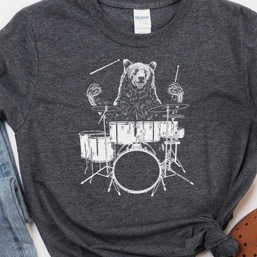 Bear Playing Drums Drummer Band Shirt Drummer Shirt Gift Etsy