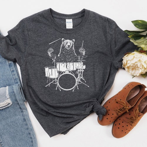 Bear Playing Drums Drummer Band Shirt Drummer Shirt Gift Etsy