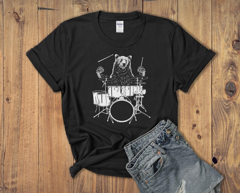 Bear Playing Drums Drummer Band Shirt Drummer Shirt Gift Etsy