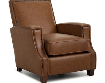 Leather Lounge Chair w/Nail Trim