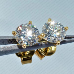1.55ct Lab Grown Diamond Round Cut Stud Earring, CVD Diamond Solitaire Push Back Earring, Solid 14K Yellow Gold, Bridal Wedding Gift
