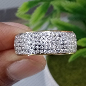 14K Yellow Gold Full Eternity Lab Grown Diamond Men&#39;s Band Ring