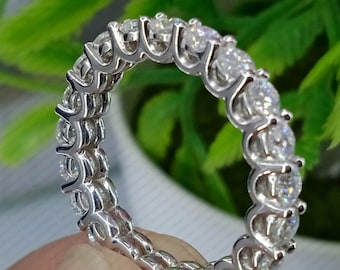 Brautjungfern Geschenk-Rundschnitt für immer Brilliant Moissanite Engagement Half Eternity Band Ring, 14 Karat Roségold Ring