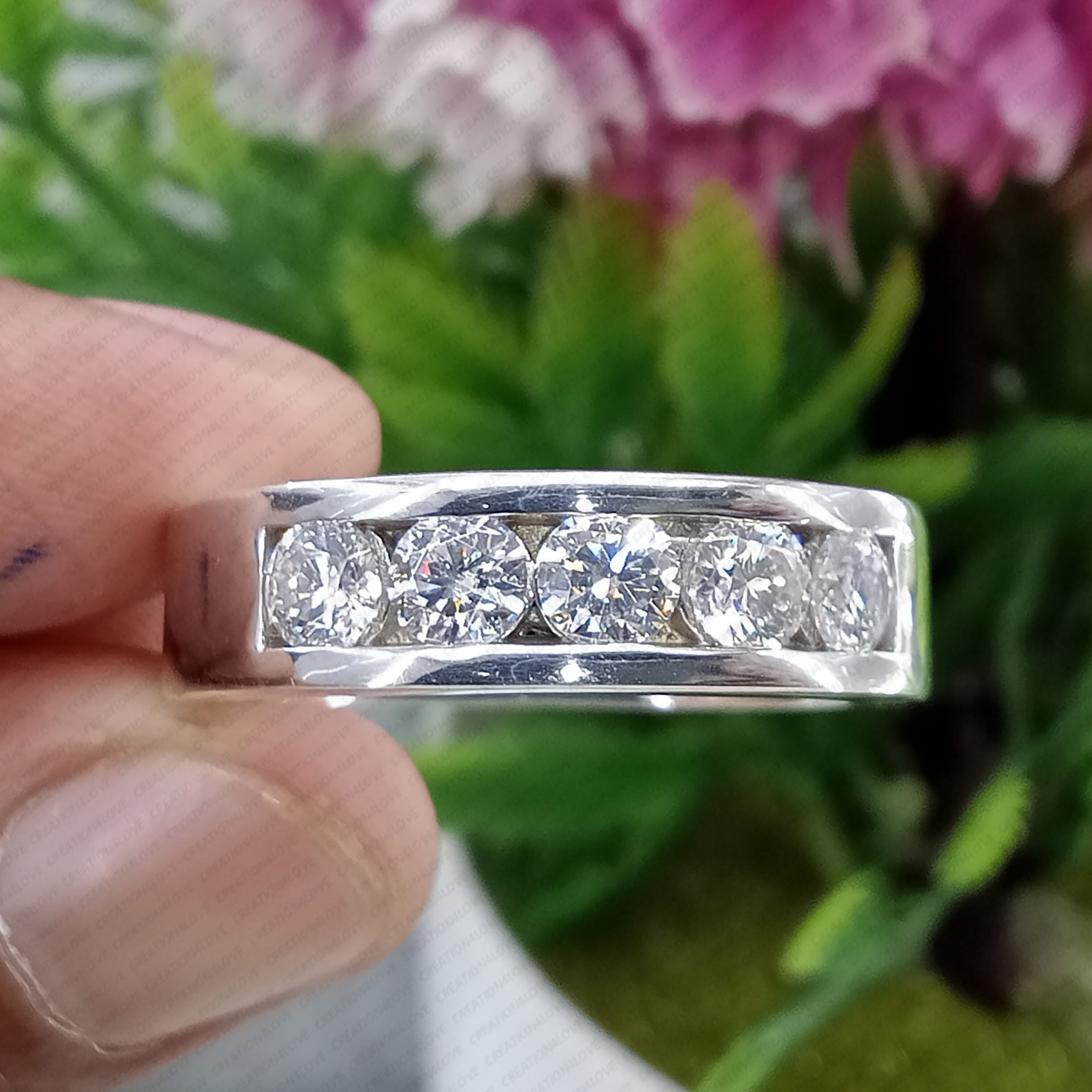 Lab Grown Diamond Eternity Wedding Band - Mens Engagement Ring