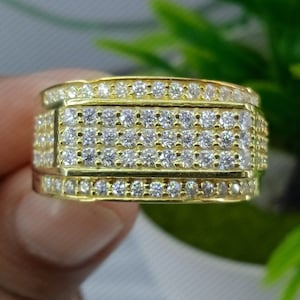 Für immer runder Schnitt Brilliant Moissanite Verlobungsring, 14 Karat Roségold Ring, Geschenk für Mama, Jubiläumsring
