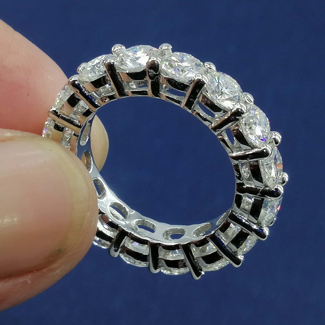4.5ct Round Cut Brilliant Moissanite Eternity Wedding Band Ring 14K