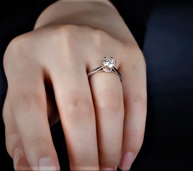 Engagement & Wedding Ring Round Cut Forever Brilliant Etsy