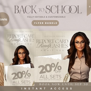 Dépliant sur les promotions pour la rentrée des classes | Circulaire Vente de cils d'août | Modèle pour la rentrée scolaire | Modèle de toile | Gabarit de cils pour la rentrée