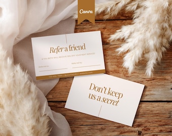 Salon Referral Card Template: Hair, Nail, Lash Tech (Canva Editable, Digital Download)