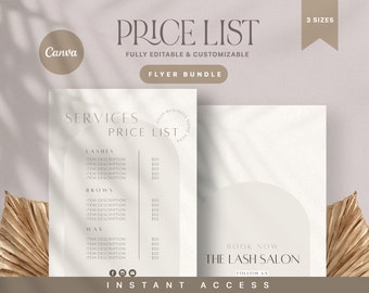 Canva Lash Price List Template: Neutral Salon Menu (Digital Download)