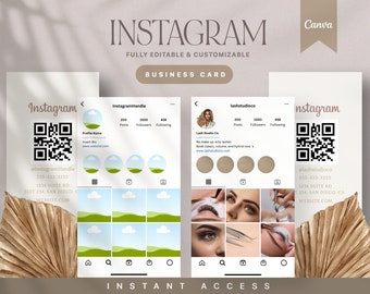Cartões de visita DIY | Cartão de visita com código QR | Cartão de visita editável | Cartões de visita para artistas de cílios | Extensões de cabelo | Instalação de perucas