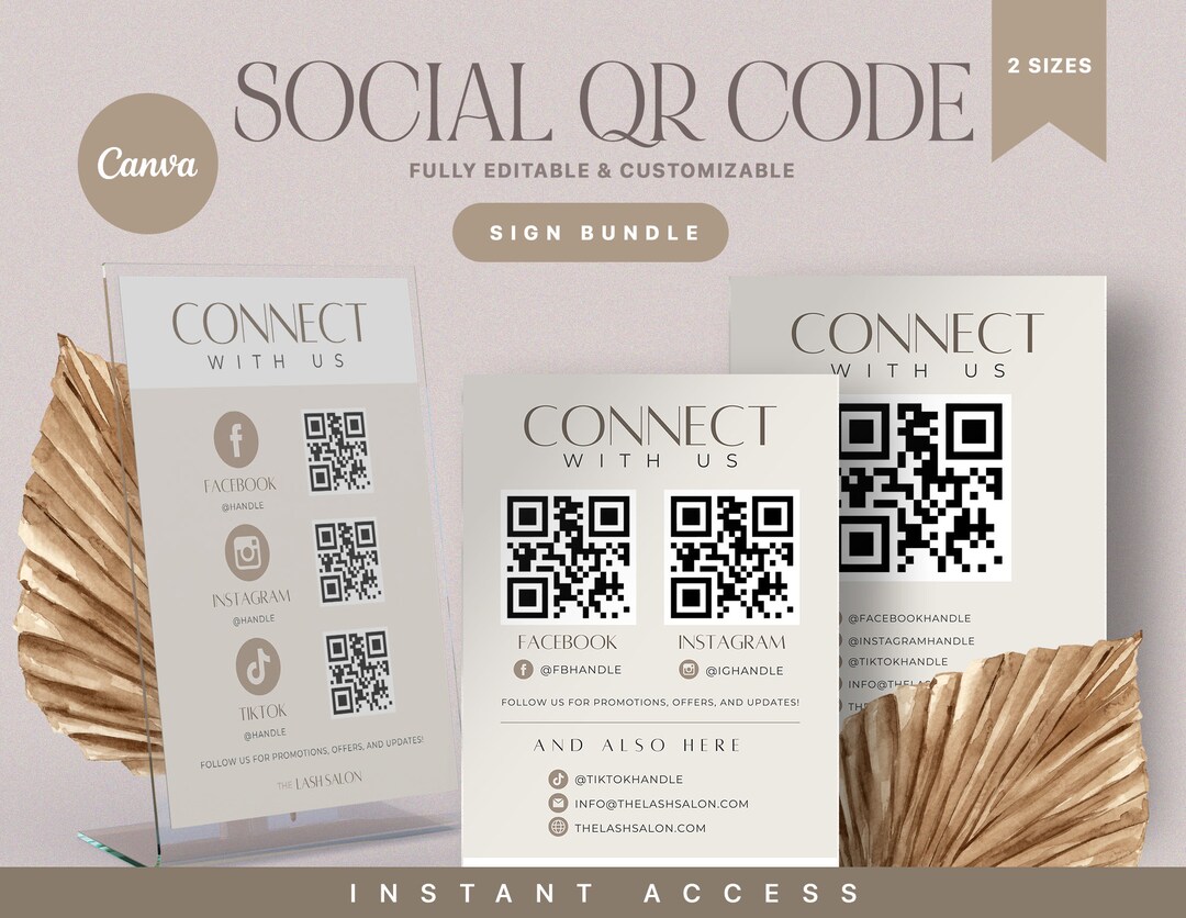 Connect With Us QR Code Sign, Connect With Us Facebook, Follow Us on ...