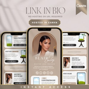 Link in Bio Template, Landing Page, Instagram Bio Link, Canva Link In Bio, Linktree Template, Medspa Website, Esthetician Website, Lash Link