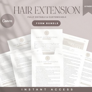 Hair Extension Forms, Editable Hair Consent Templates, Hair Extensions Consultation, Hair Stylist Forms, Hair Forms, Hair Care Form
