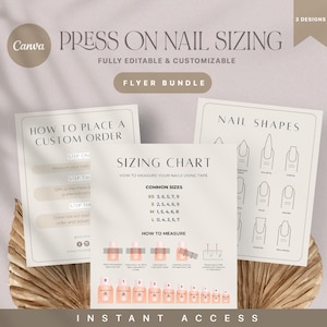 DIY Press On Nail Sizing Kit & Chart, Neutral Reusable Nail Measurement Guide, Custom Press-On Nail Fit, Nail sizing kit template